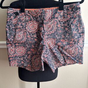 Ann Taylor Womens Short Size 0 Paisley Floral Pockets Chino Spring Summer